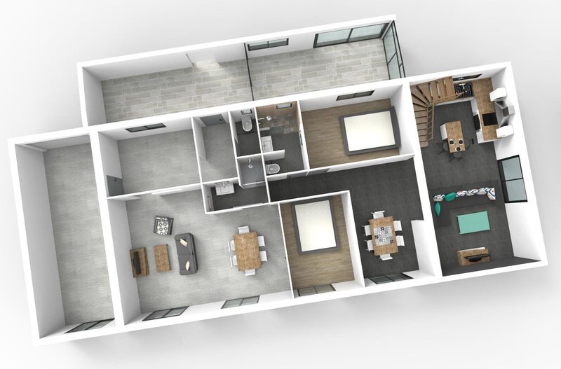 Plan 3D photoréaliste rénovation Bordeaux MY RENOV NP Design